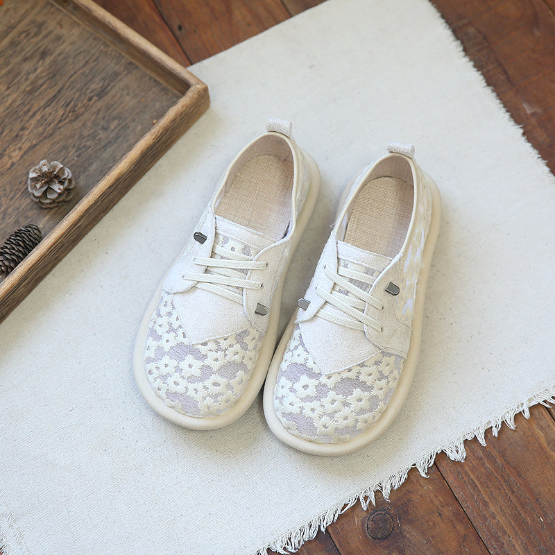 Women Retro Summer Canvas Mesh Casual Shoes-RAIIFY