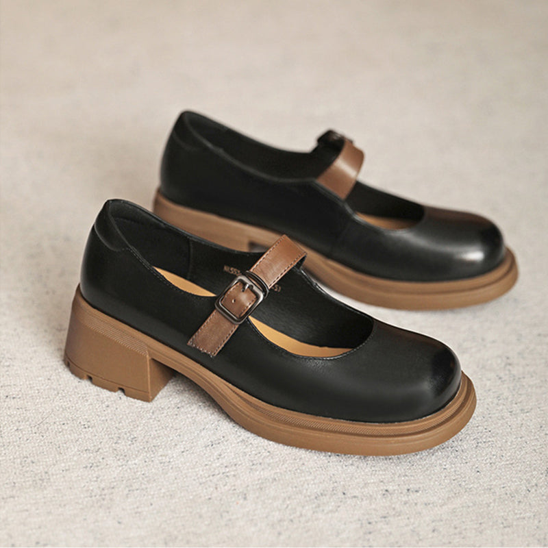 Women Casual Mary Jane Chunky Heel Pumps-RAIIFY