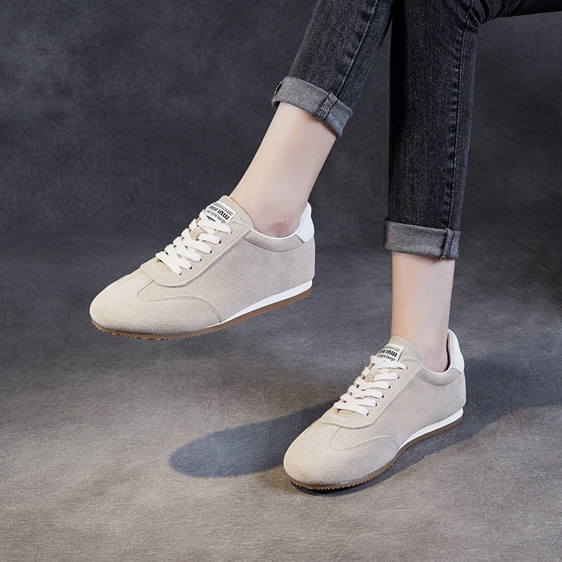 Women Minimalism Suede Retro Training Casual Shoes-RAIIFY