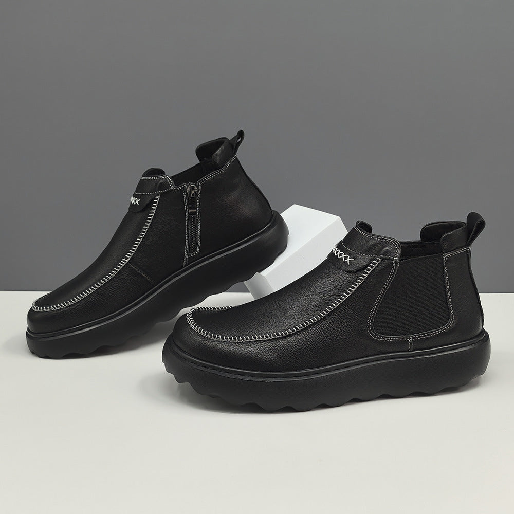 Men Minimalism Leather Soft Casual Ankle Boots-RAIIFY