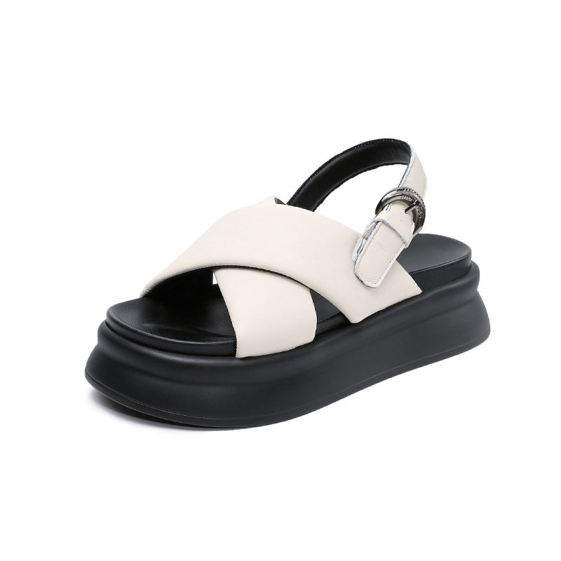 Women's Summer Minimalism Leather Platform Sandals-RAIIFY