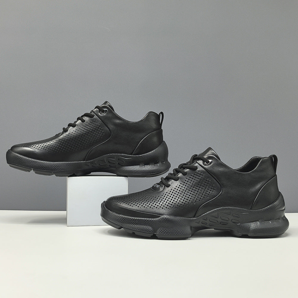 Men's Minimalism Plain Breathable Leather Casual Shoes-RAIIFY
