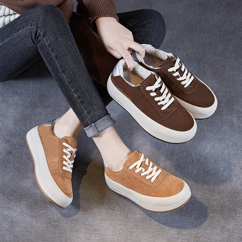 Women Minimalism Fashion Solid Suede Flat Casual Shoes-RAIIFY