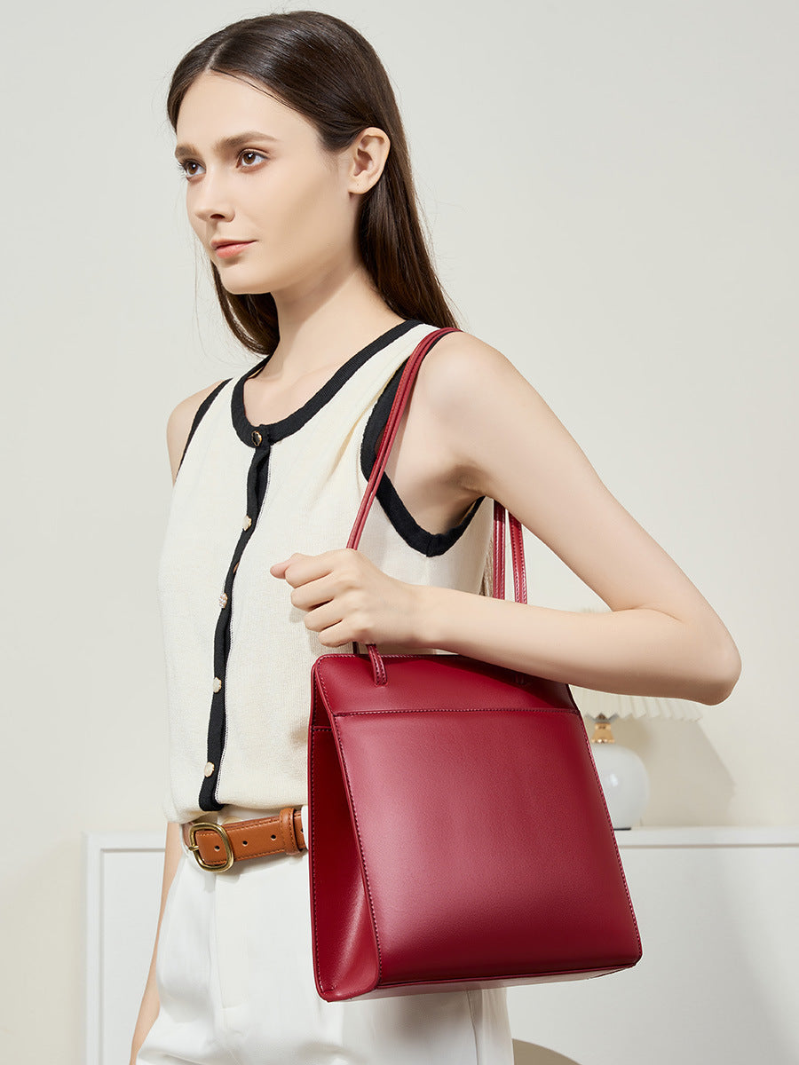 Women Minimalist Retro Leather Shoulder Tote Bag-RAIIFY