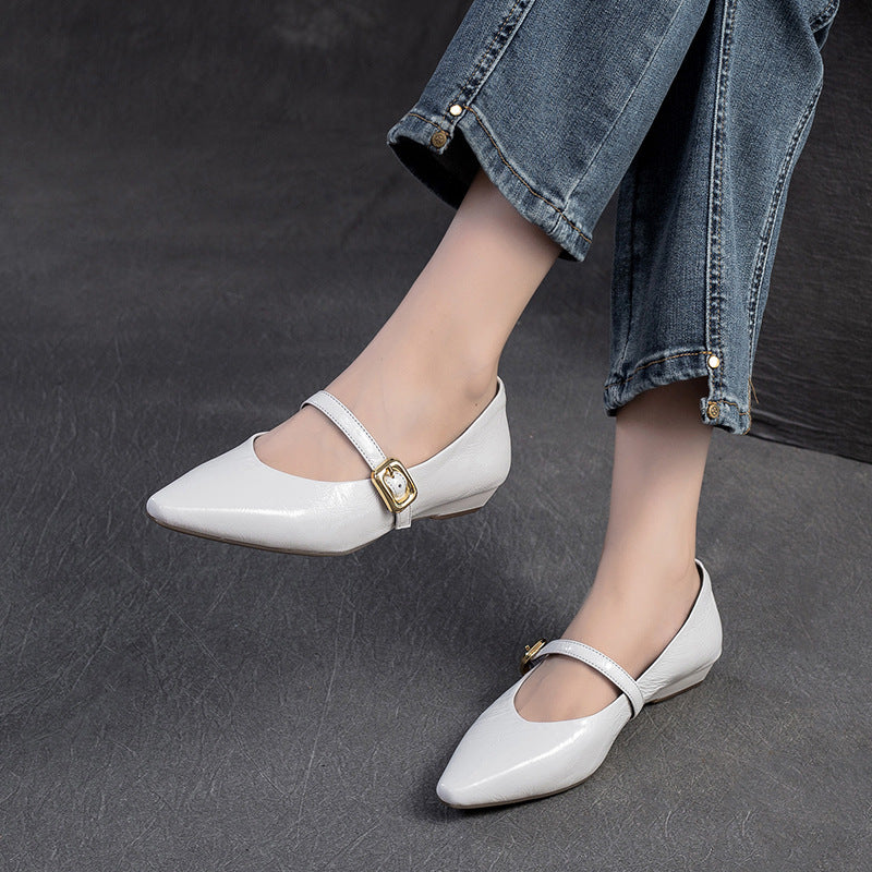 Women Leather Fashion Pointed Toe Casual Dress Shoes-RAIIFY