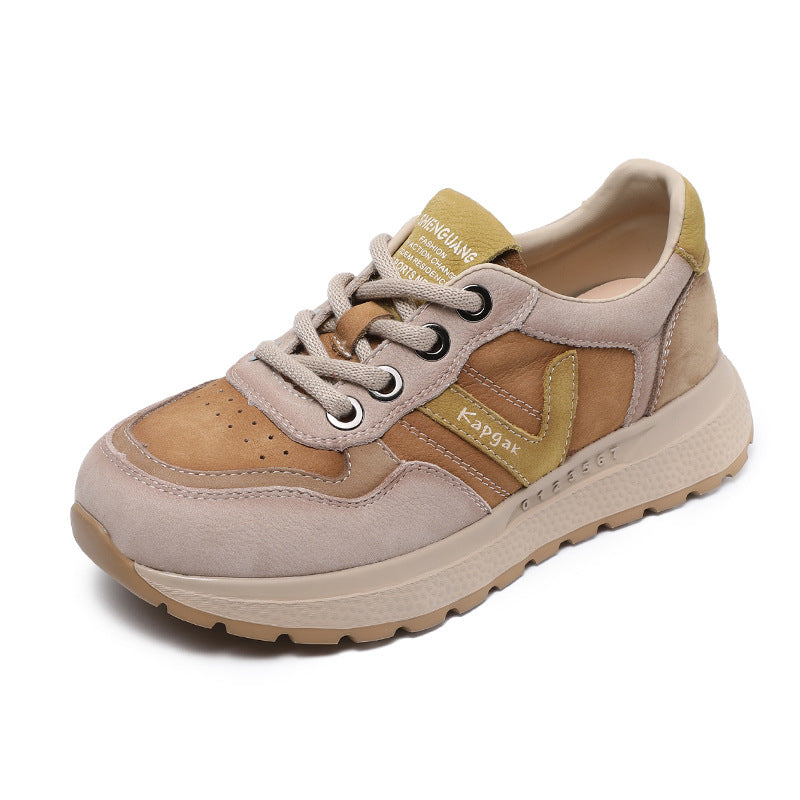 Women Fashion Color Matching Leather Casual Training Sneakers-RAIIFY