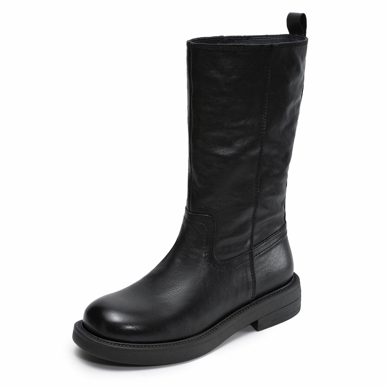 Women's Comfort Leather Warm Furred Mid-Calf Boots-RAIIFY