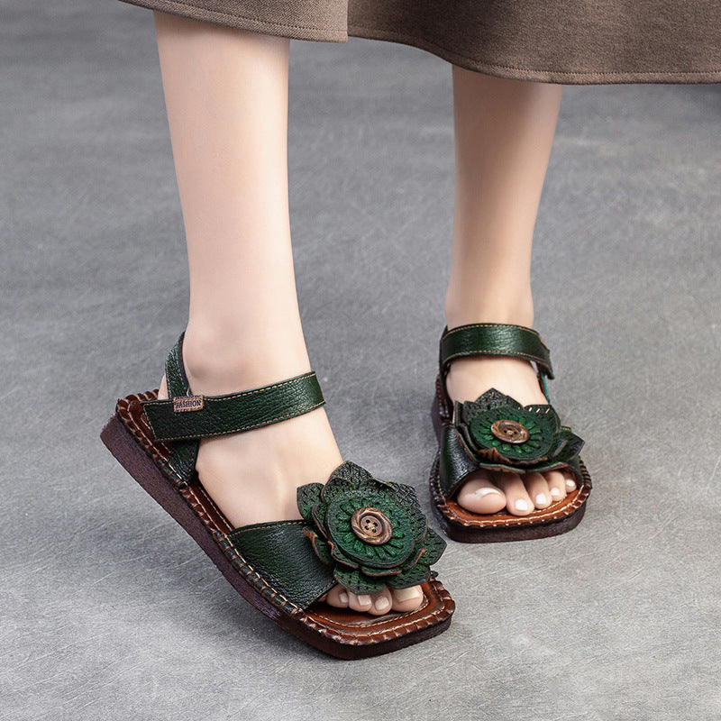 Women Retro Ethnic Casual Leather Summer Sandals-RAIIFY