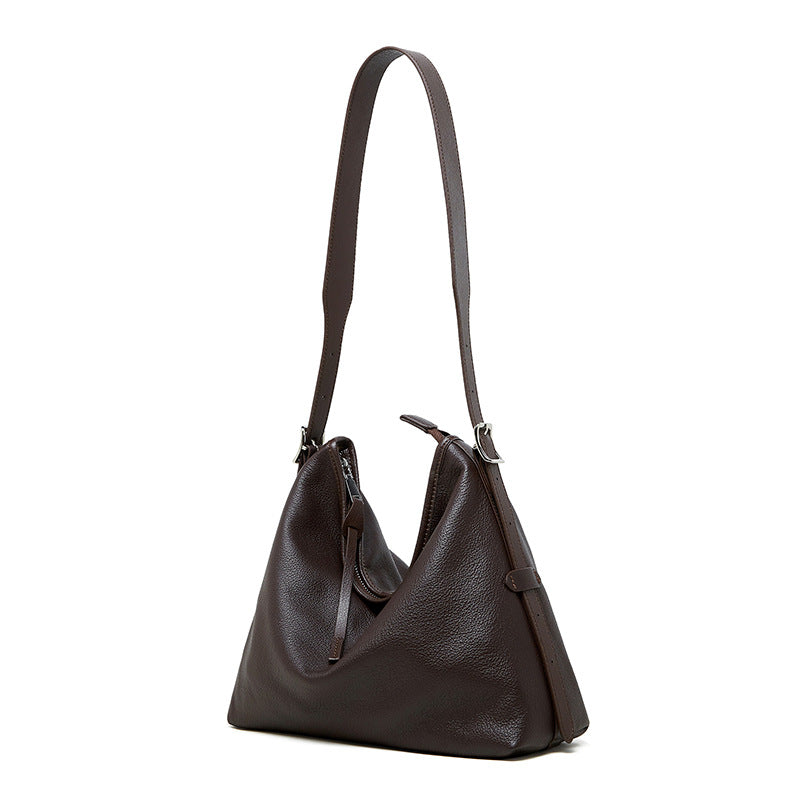 Women Minimalism Solid Soft Leather Shoulder Bag-RAIIFY