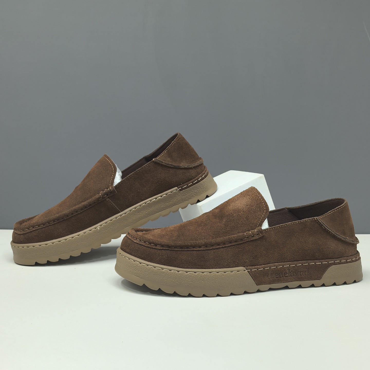 Men's Retro Plain Suede Slip-on Casual Loafers-RAIIFY