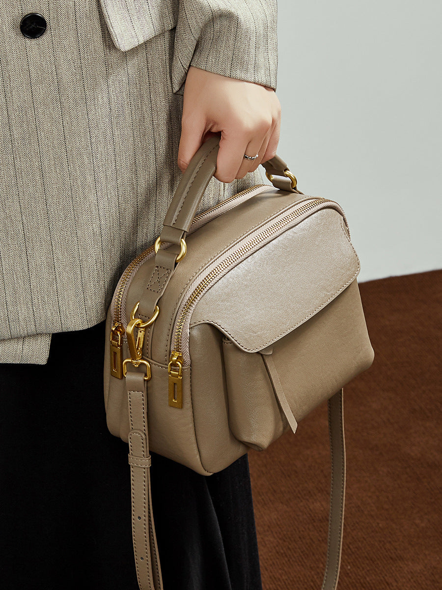 Women's Fashion Tanned Leather Boston Bag-RAIIFY