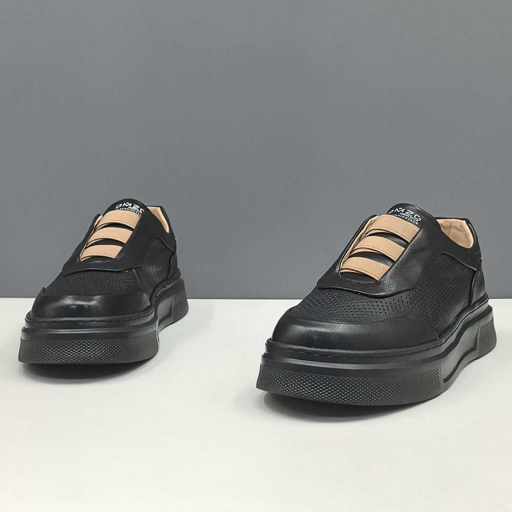 Men Fashion Breathable Leather Laceless Casual Shoes-RAIIFY