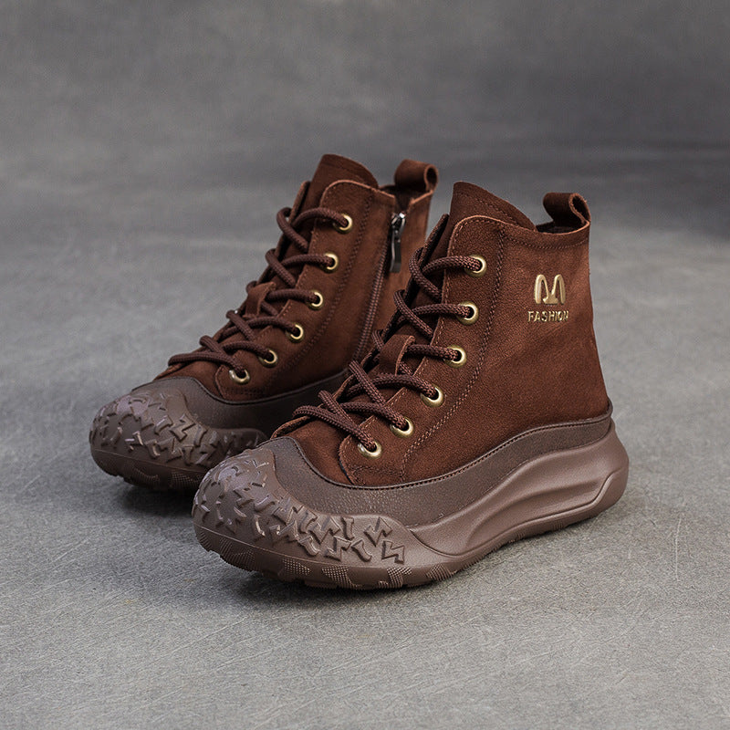 Women's Casual Fashion Leather Platform Boots