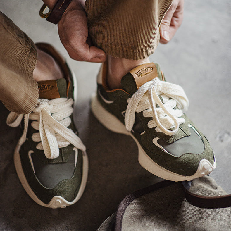 Men's Fashion Patchwork Leather Breathable Casual Sneakers-RAIIFY