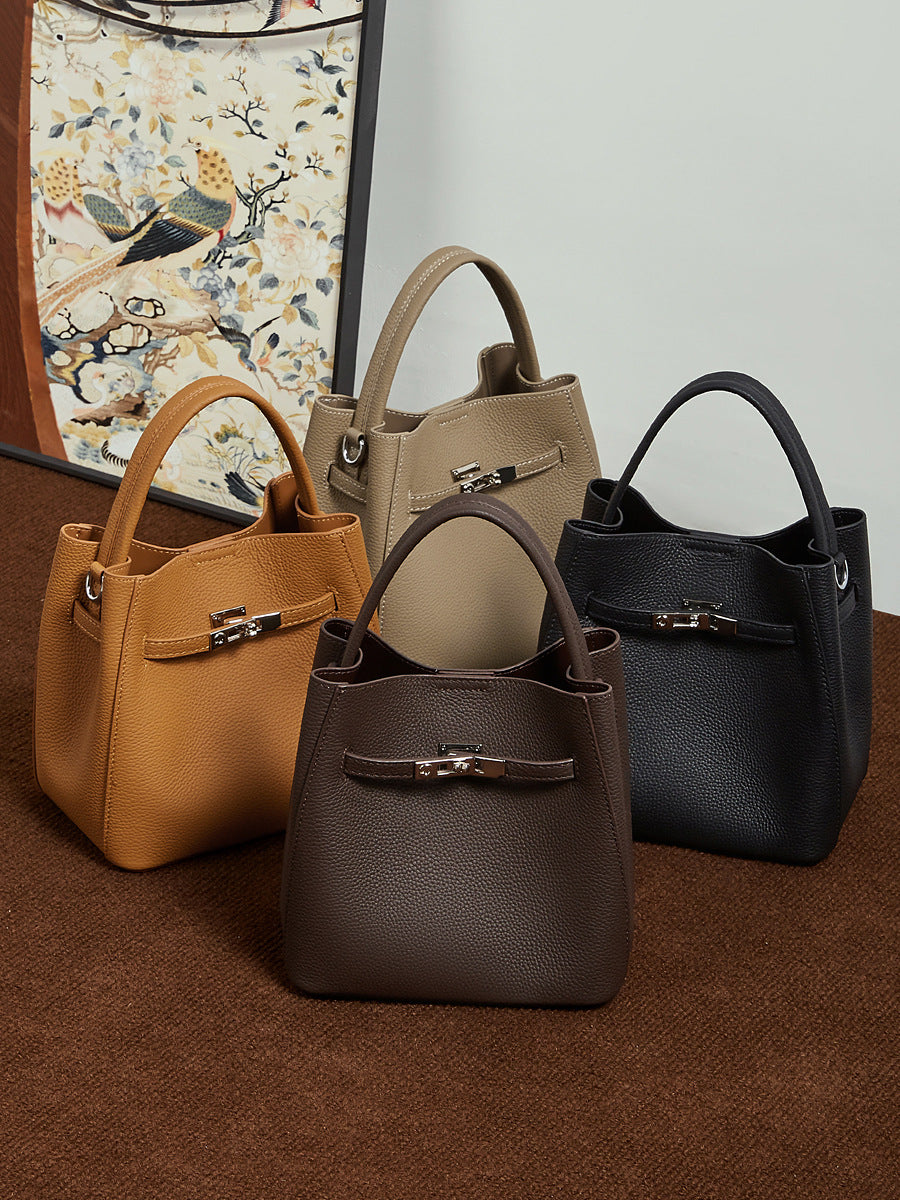 Women's Fashion Leather Mini Bucket Bag-RAIIFY