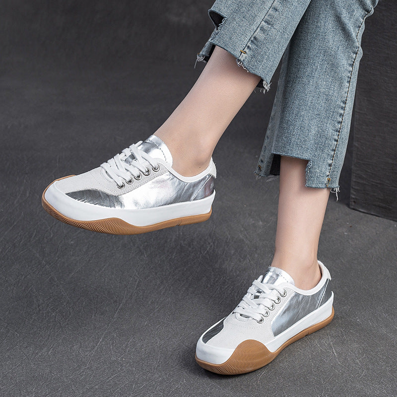 Women Fashion Color Matching Leather Casual Shoes-RAIIFY