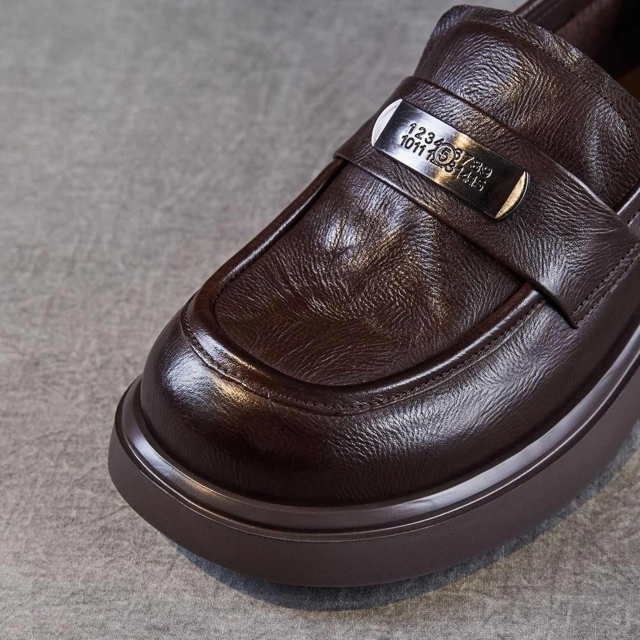 Women's Vintage Plain Leather Casual Loafers-RAIIFY