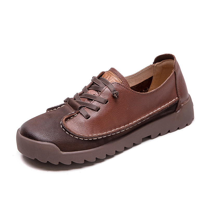 Women Vintage Leather Flat Soft Casual Shoes-RAIIFY