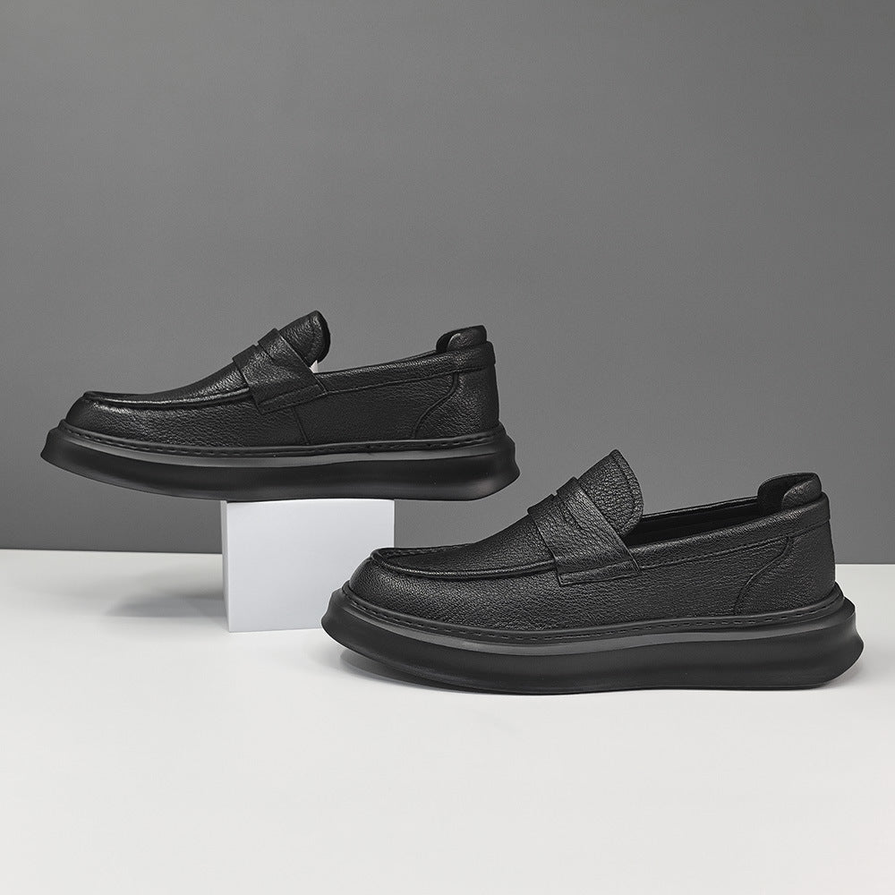 Men Minimalism Solid Soft Leather Casual Loafers-RAIIFY