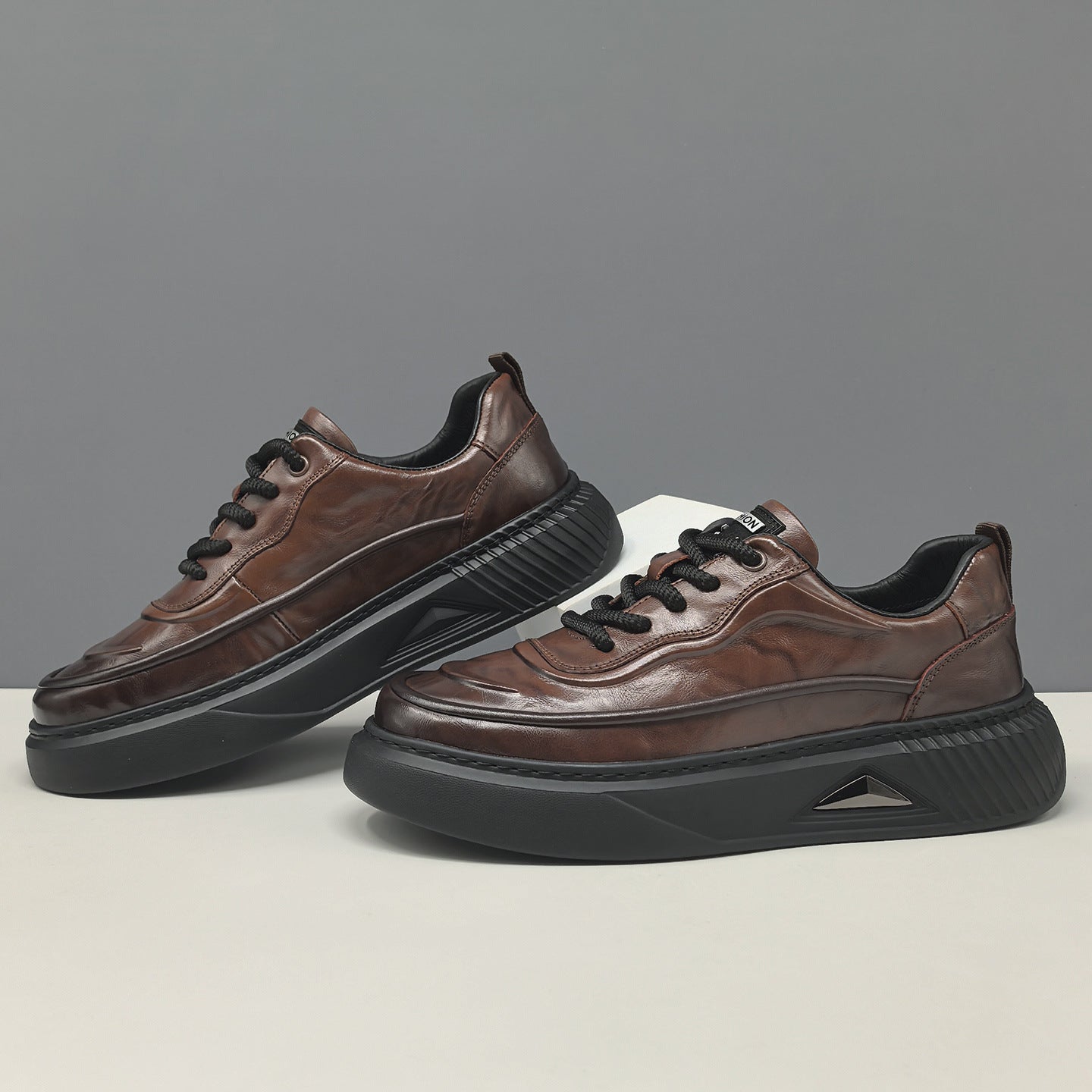 Men's Minimalist Plain Leather Flat Casual Shoes-RAIIFY