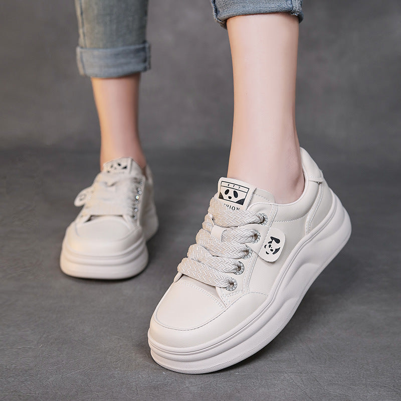 Women Minimalism Fashion Leather Casual Platform Shoes-RAIIFY