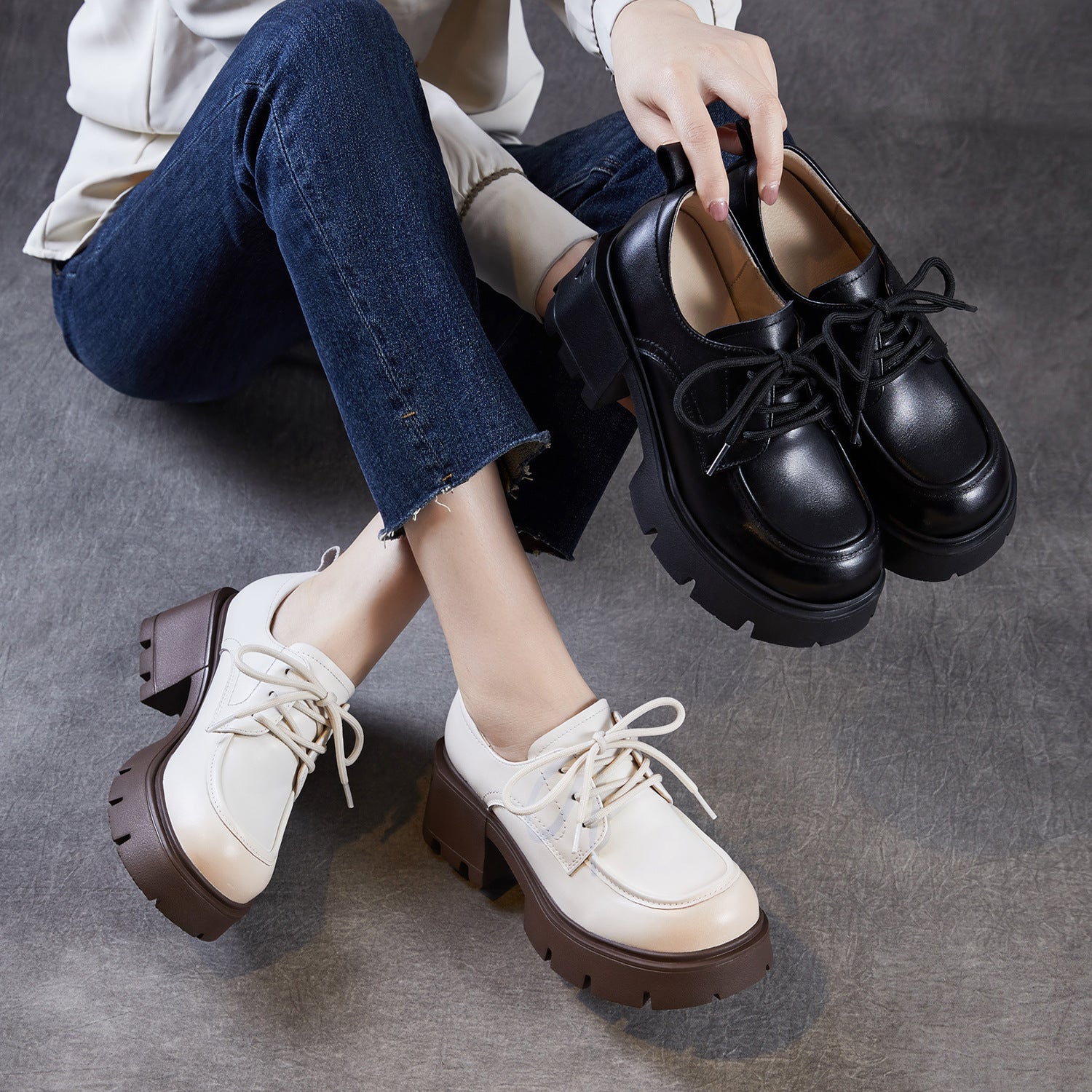 Women's Minimalist Genuine Leather Thick Sole Loafers-RAIIFY