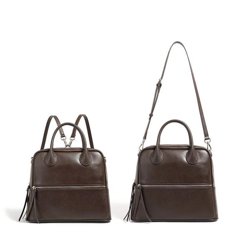 Women Retro Solid Leather Retro Mini Backpack-RAIIFY