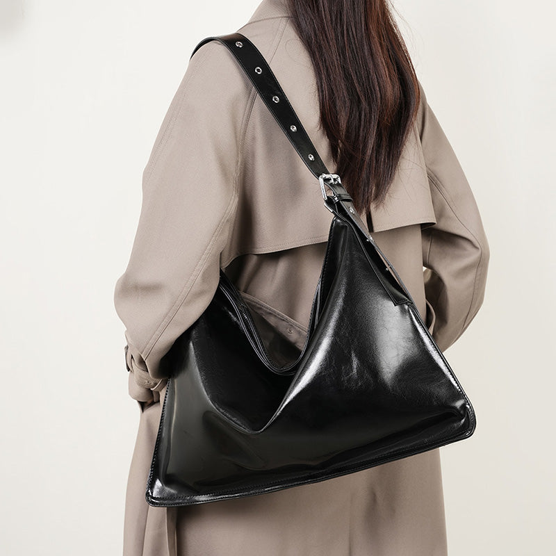Women Minimalist Solid Soft Leather Shoulder Bag-RAIIFY