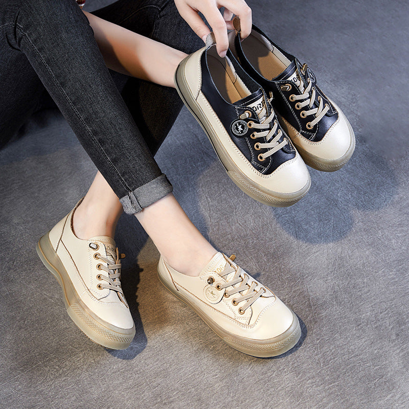 Women Fashion Minimalist Leather Flat Casual Shoes-RAIIFY