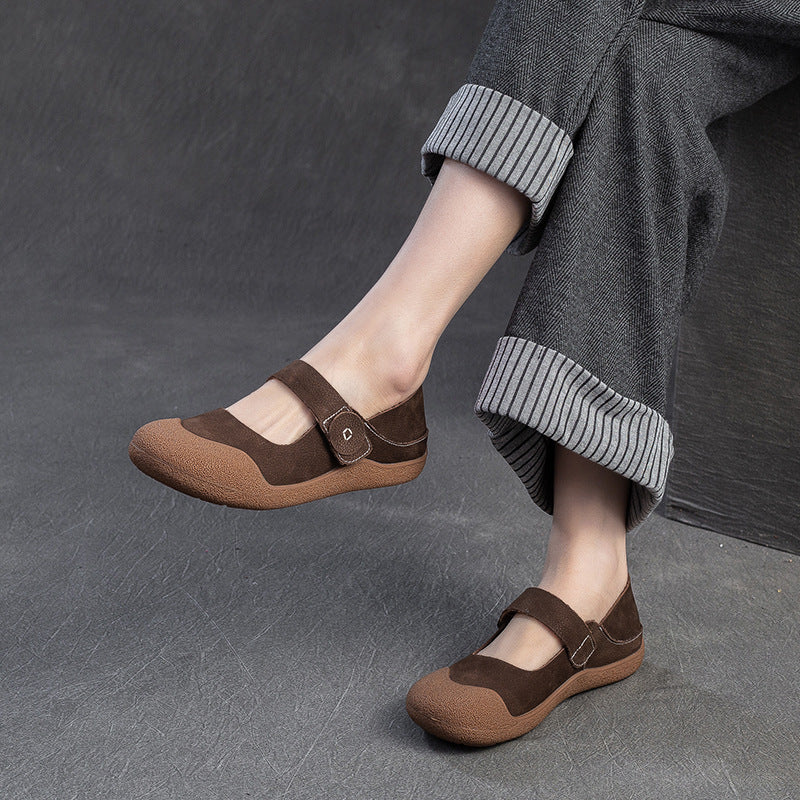 Women Minimalism Leather Soft Flat Casual Shoes-RAIIFY