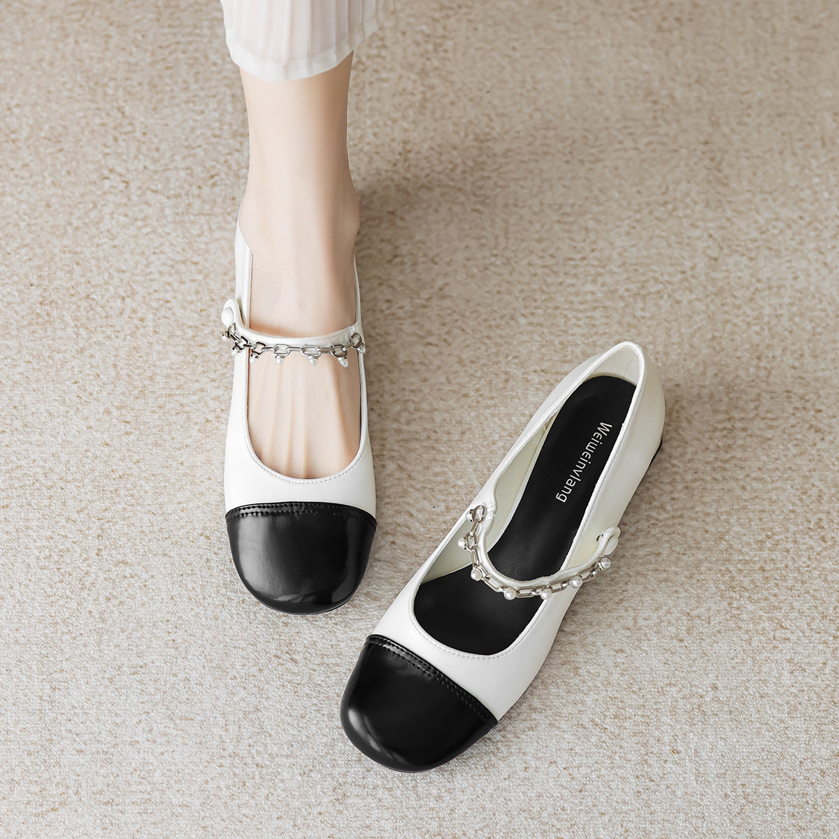 Women Minimalist Casual Low Chunky Heel Mary Jane Shoes-RAIIFY