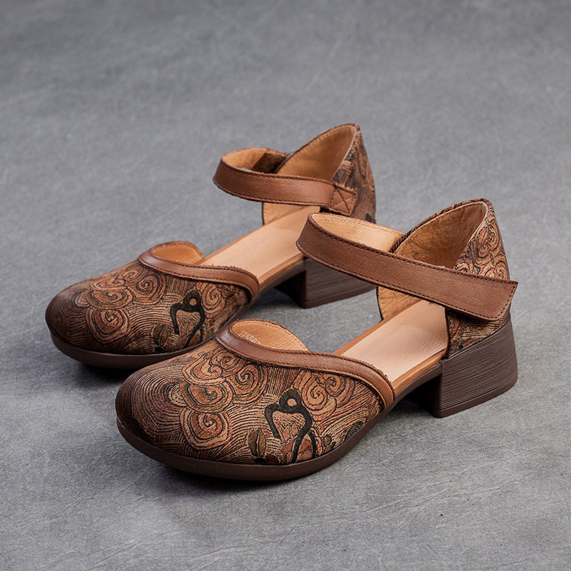 Women Retro Embroidery Comfort Leather Sandals-RAIIFY