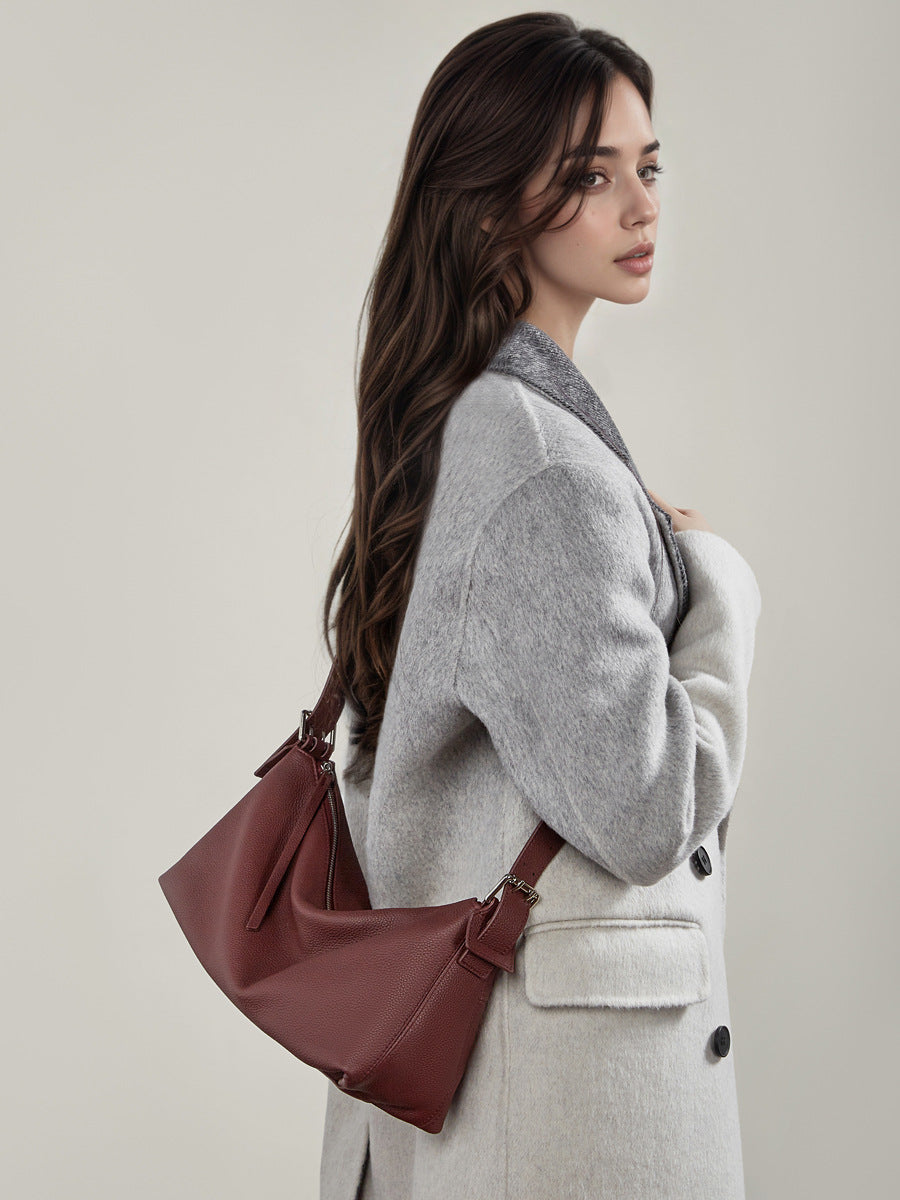 Women's Top-Grain Leather Hobo Shoulder Crossbody Tote Bag-RAIIFY