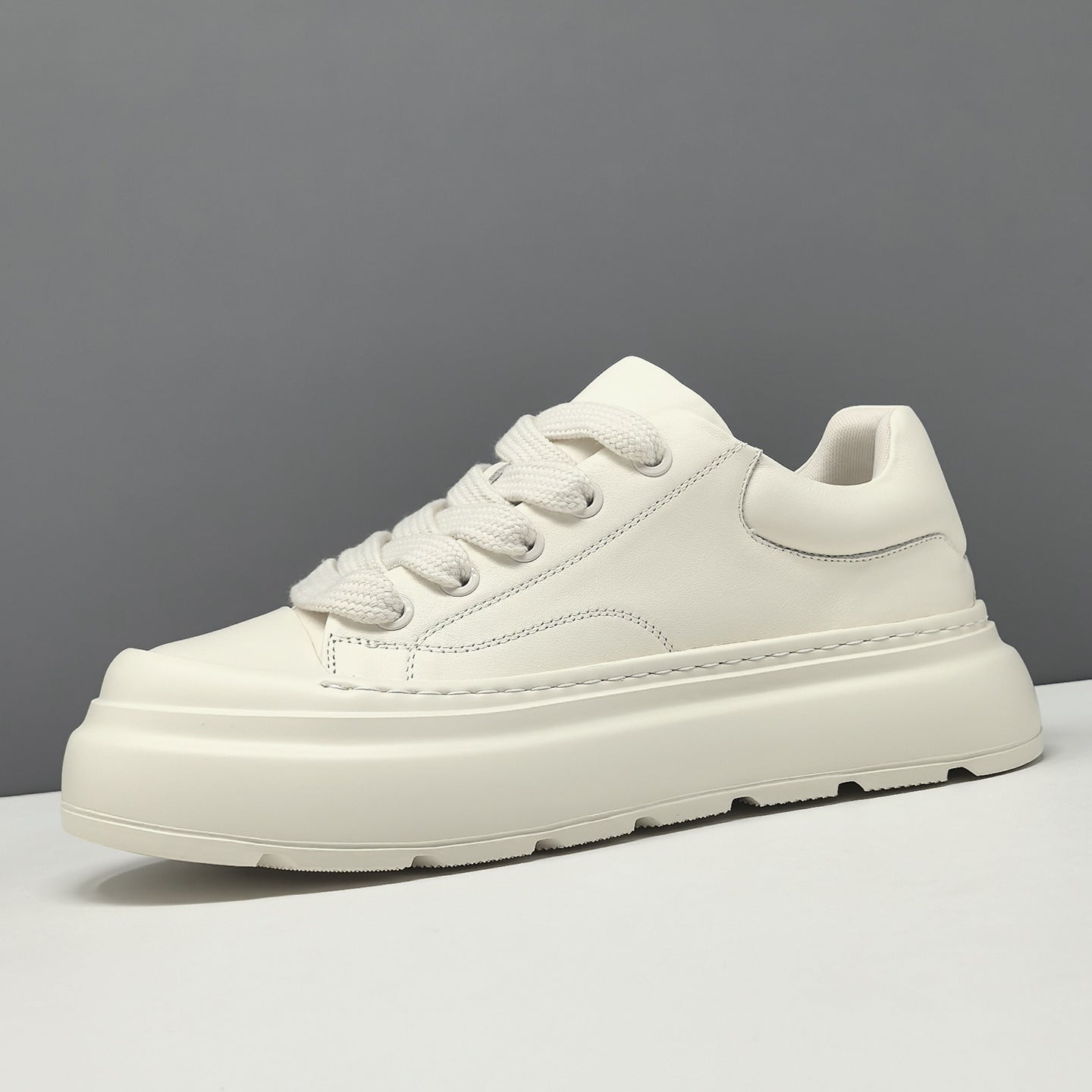 Men's Minimalist Plain leather Flat Casual Sneakers-RAIIFY