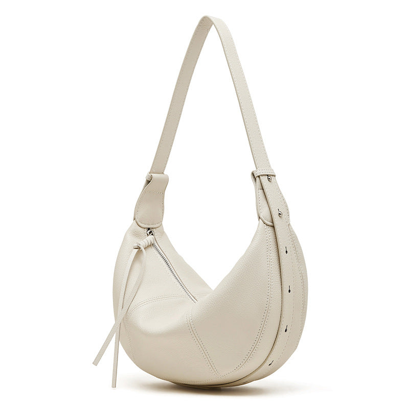 Women's Minimalist Soft Leather Crescent Shoulder Bag-RAIIFY