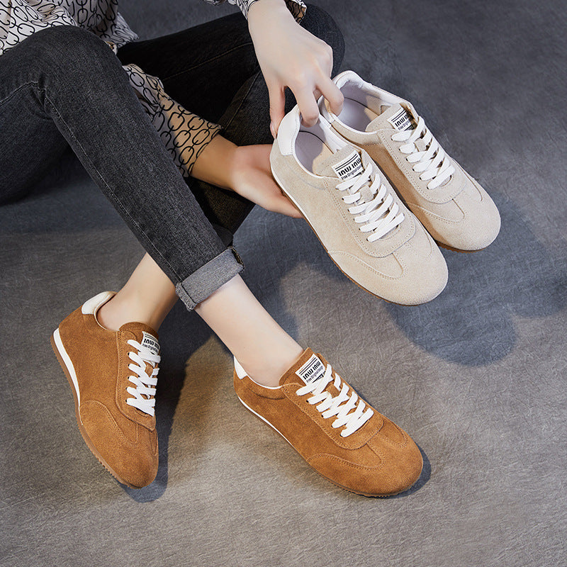 Women Minimalism Suede Retro Training Casual Shoes-RAIIFY