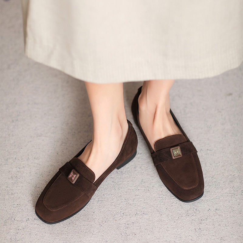 Women Retro Suede Minimalist Flat Casual Loafers-RAIIFY