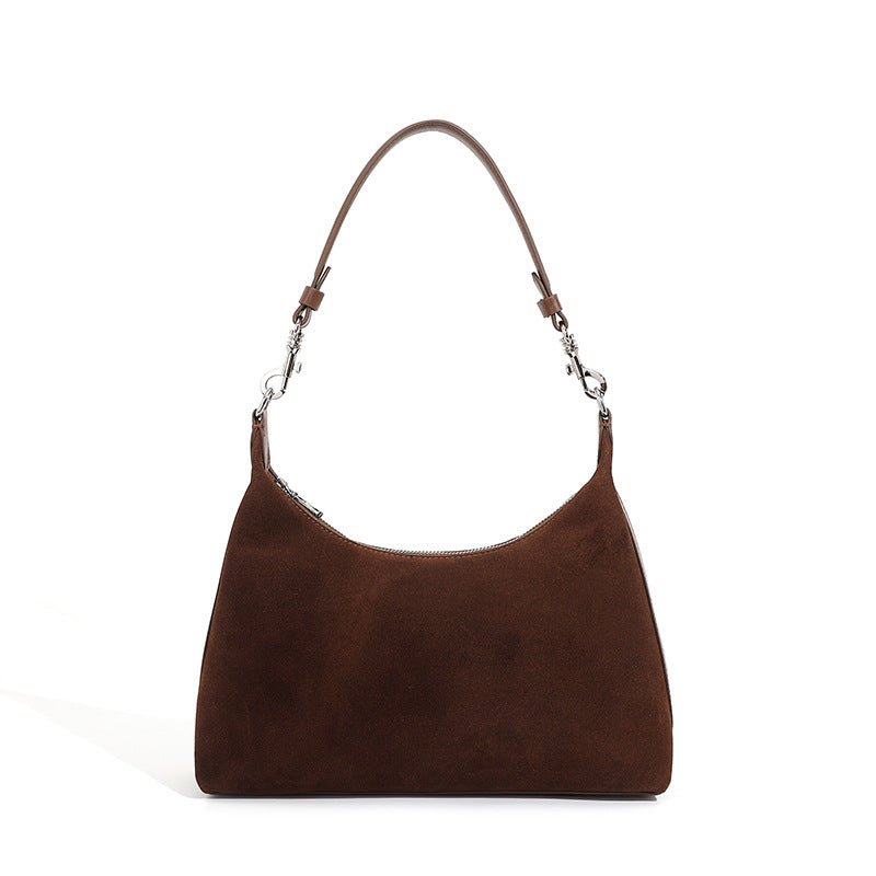 Women Minimalism Solid Suede Casual Shoulder Bag-RAIIFY