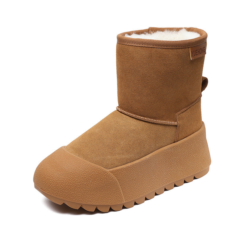 Women Solid Suede Minimalism Furred Snow Boots-RAIIFY