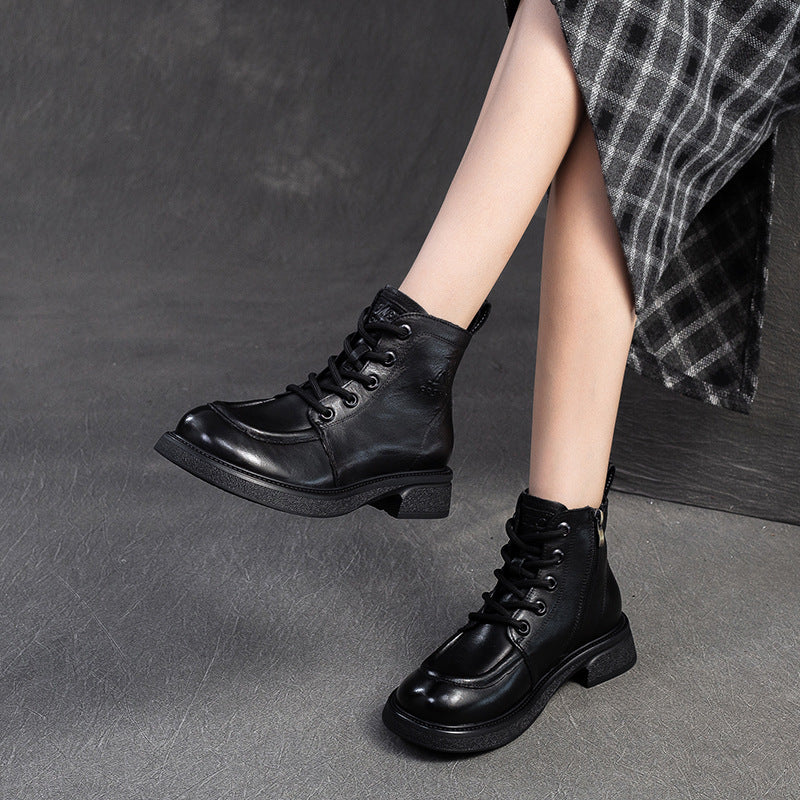 Women Retro Classic Leather Ankle Boots-RAIIFY