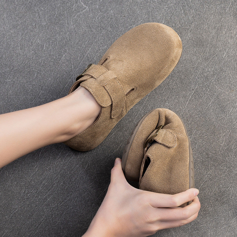 Women Retro Suede Casual Soft Flat Shoes-RAIIFY