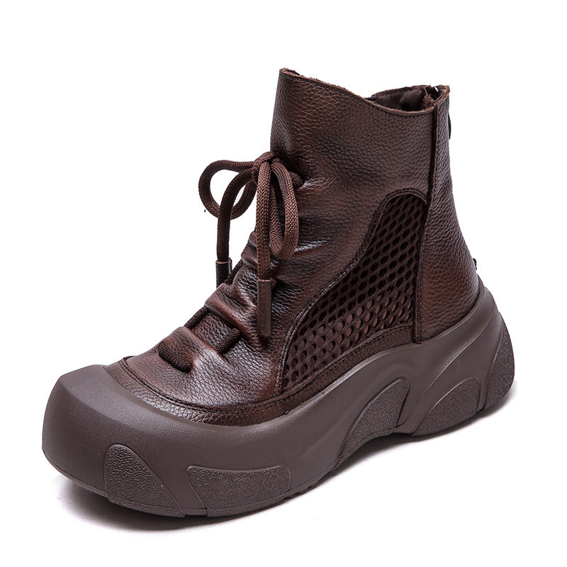 Women Retro Breathable Mesh Leather Casual Ankle Boots-RAIIFY