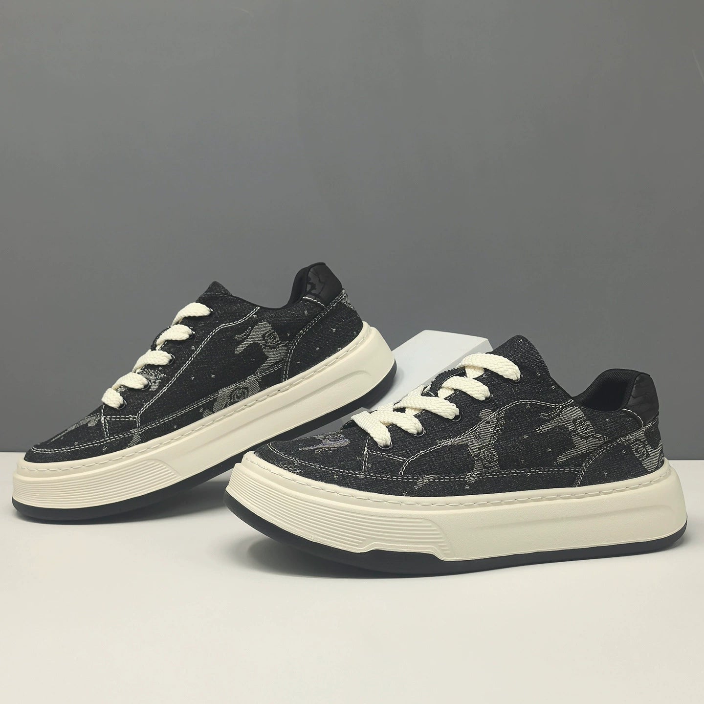 Men's Trendy Denim Contrast Thick Sole Board Shoes