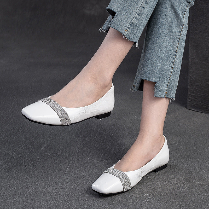 Women Stylish Comfort Leather Work Casual Flats-RAIIFY