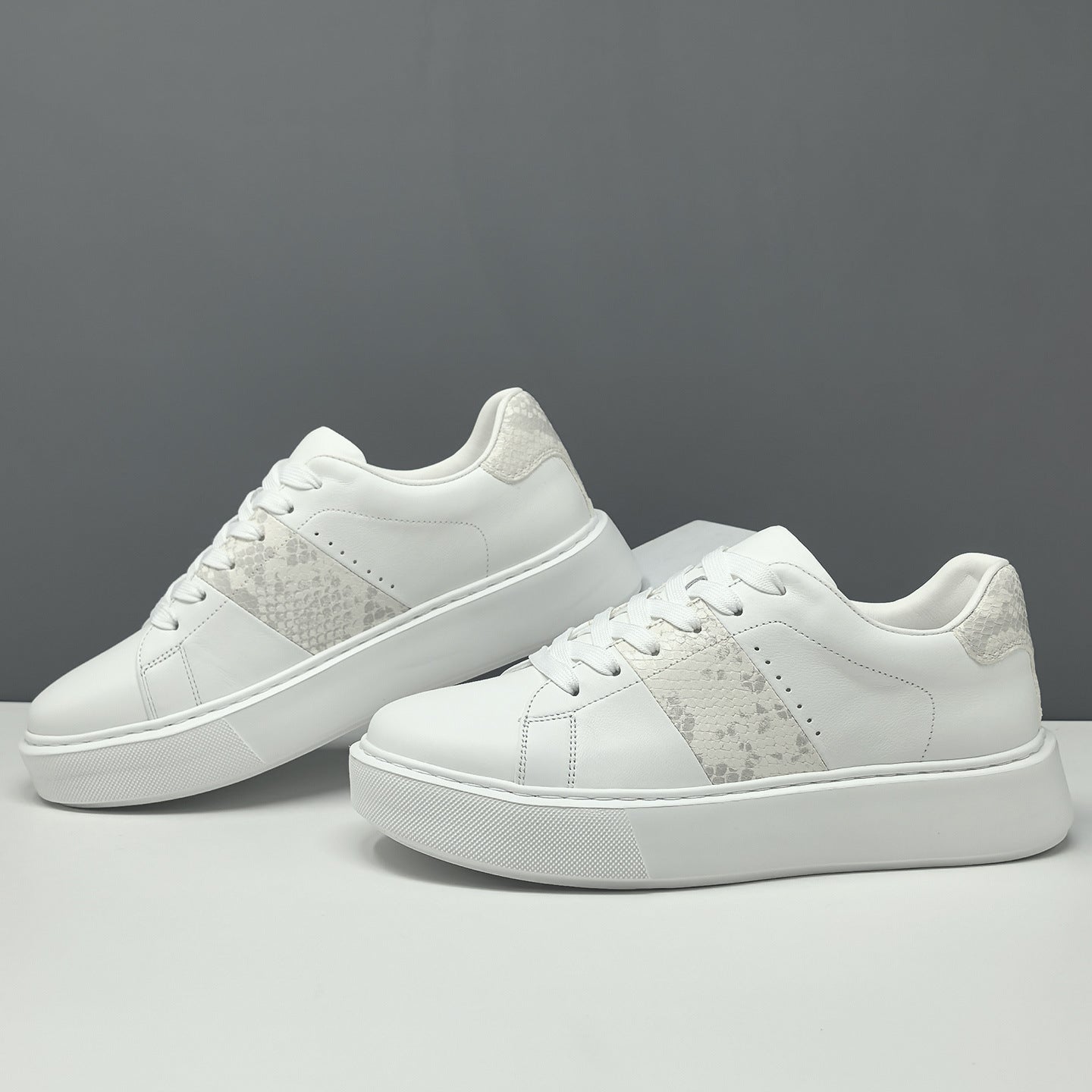 Men's Top Grain Cowhide Casual Platform Board Shoes-RAIIFY