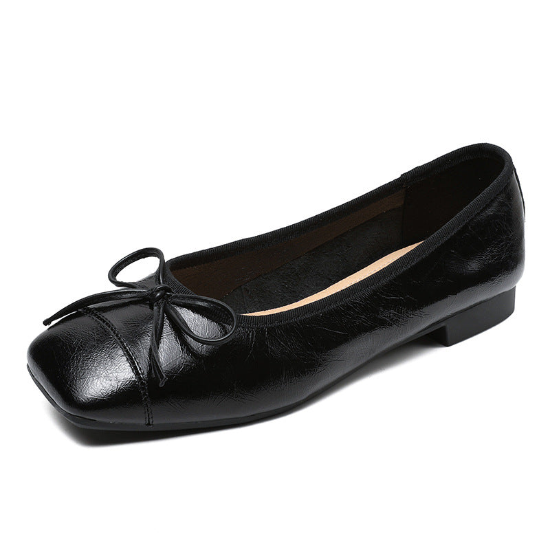 Women Retro Minimalist Leather Soft Flats-RAIIFY