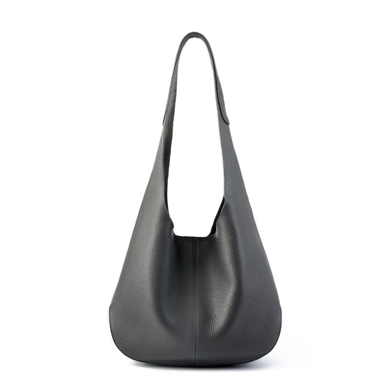 Women's Minimalism Fashion Solid Leather Shoulder Tote Bag-RAIIFY