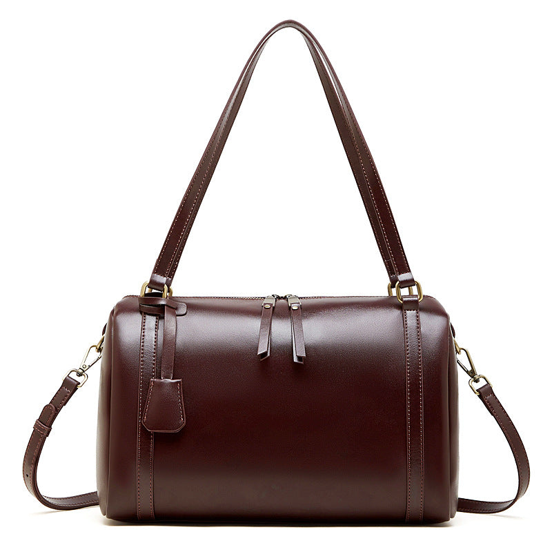 Women's Vintage Plain Leather Shoulder Bag-RAIIFY