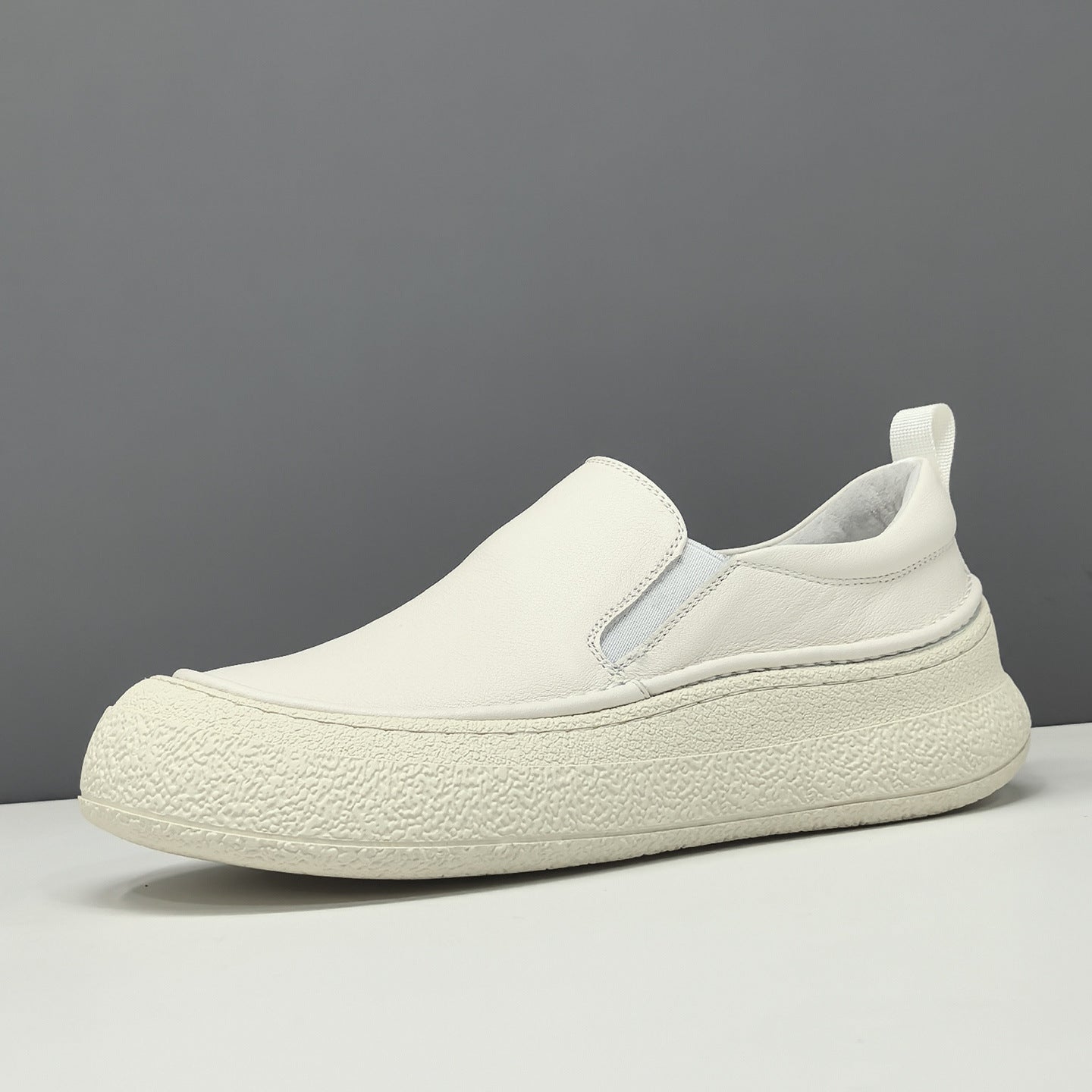 Men's Plain Leather Low Top Casual Loafers-RAIIFY