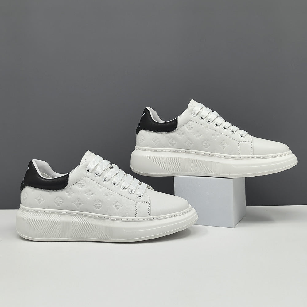 Men Fashion Embossed Leather Casual Court Sneakers-RAIIFY